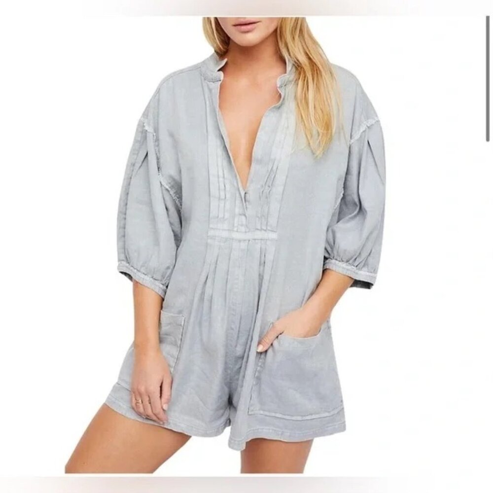 FREE PEOPLE Blue Tomboy Romper Playsuit